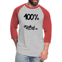 이미지를 갤러리 뷰어에 로드 , Unisex 100% Rebel Baseball T-Shirt - heather gray/red