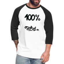 이미지를 갤러리 뷰어에 로드 , Unisex 100% Rebel Baseball T-Shirt - white/black