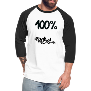 Unisex 100% Rebel Baseball T-Shirt - white/black