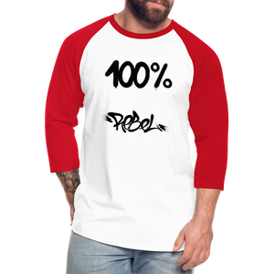 Unisex 100% Rebel Baseball T-Shirt - white/red