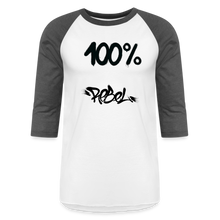 이미지를 갤러리 뷰어에 로드 , Unisex 100% Rebel Baseball T-Shirt - white/charcoal