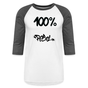 Unisex 100% Rebel Baseball T-Shirt - white/charcoal