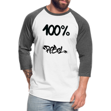 이미지를 갤러리 뷰어에 로드 , Unisex 100% Rebel Baseball T-Shirt - white/charcoal