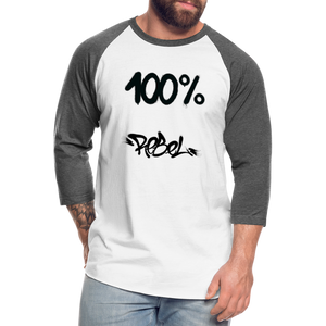 Unisex 100% Rebel Baseball T-Shirt - white/charcoal