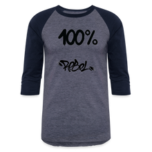 이미지를 갤러리 뷰어에 로드 , Unisex 100% Rebel Baseball T-Shirt - heather blue/navy