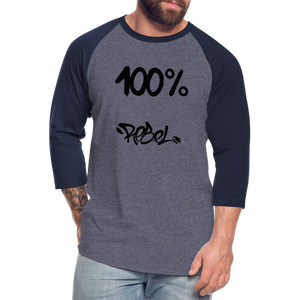 Unisex 100% Rebel Baseball T-Shirt - heather blue/navy
